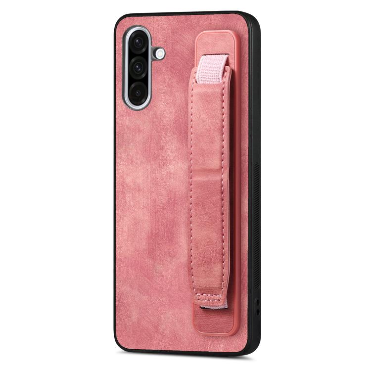 Custodia per telefono con retro in pelle e porta braccialetto retrò, For Samsung Galaxy A36