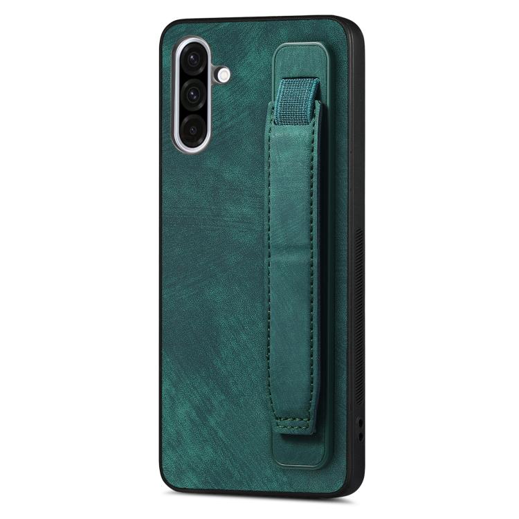 Custodia per telefono con retro in pelle e porta braccialetto retrò, For Samsung Galaxy A57 5G, For Samsung Galaxy A37 5G, For Samsung Galaxy S25 Edge 5G, For Samsung Galaxy A56 5G