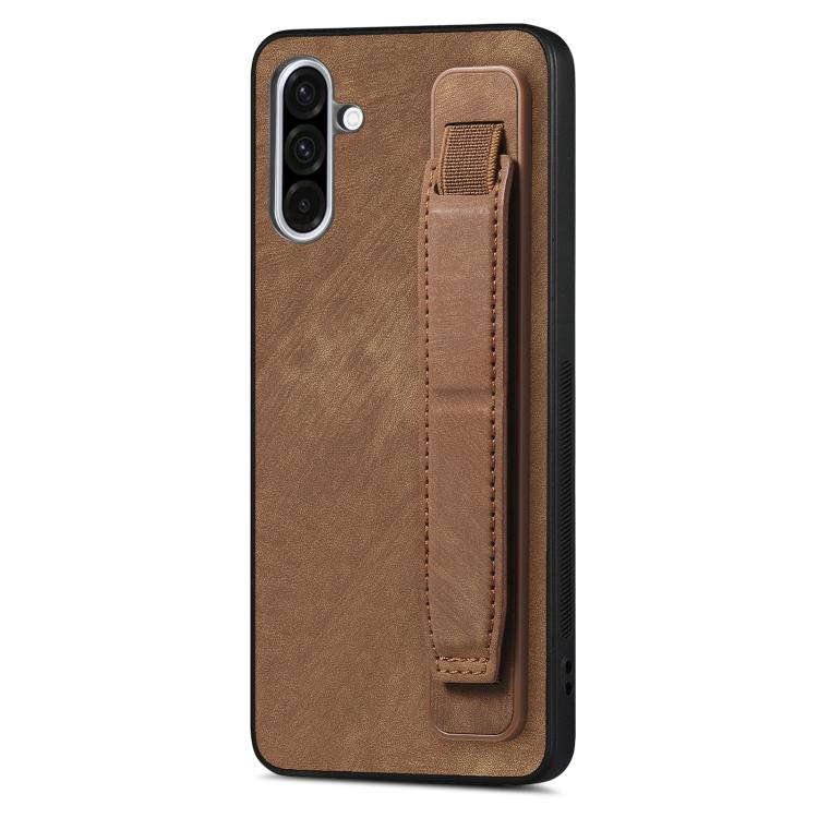 Custodia per telefono con retro in pelle e porta braccialetto retrò, For Samsung Galaxy A57 5G, For Samsung Galaxy A37 5G, For Samsung Galaxy S25 Edge 5G, For Samsung Galaxy A56 5G