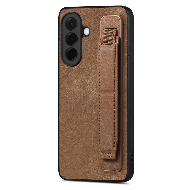 Custodia per telefono con retro in pelle e porta braccialetto retrò, For Samsung Galaxy A57 5G, For Samsung Galaxy A37 5G, For Samsung Galaxy S25 Edge 5G, For Samsung Galaxy A56 5G