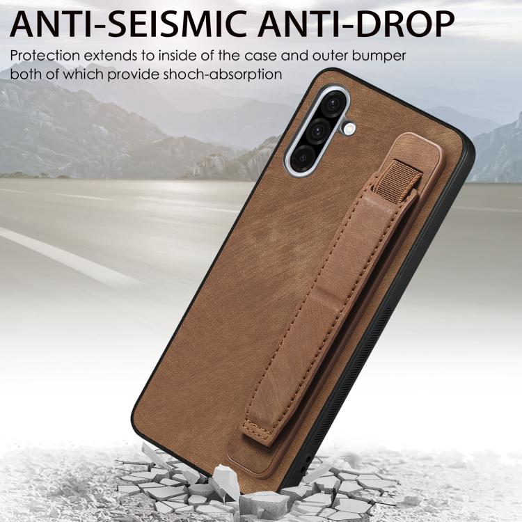 Custodia per telefono con retro in pelle e porta braccialetto retrò, For Samsung Galaxy A57 5G, For Samsung Galaxy A37 5G, For Samsung Galaxy S25 Edge 5G, For Samsung Galaxy A56 5G