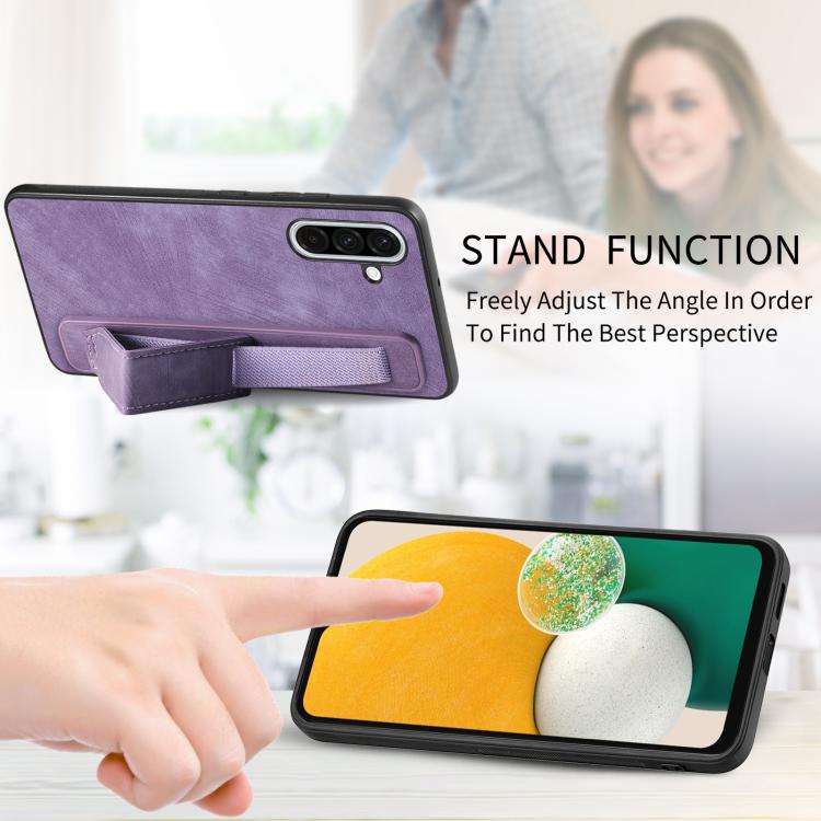 Custodia per telefono con retro in pelle e porta braccialetto retrò, For Samsung Galaxy A57 5G, For Samsung Galaxy A37 5G, For Samsung Galaxy S25 Edge 5G, For Samsung Galaxy A56 5G