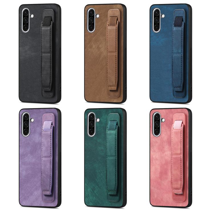 Custodia per telefono con retro in pelle e porta braccialetto retrò, For Samsung Galaxy A36