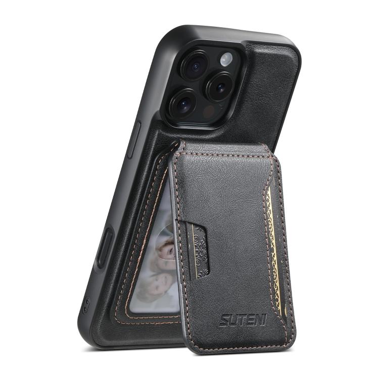 Suteni M3 Card Bag MagSafe Custodia per telefono in pelle di mucca, For iPhone 16 Pro, For iPhone 16 Plus, For iPhone 16, For iPhone 15 Pro Max, For iPhone 15 Pro, For iPhone 15 Plus, For iPhone 15, For iPhone 14 Plus