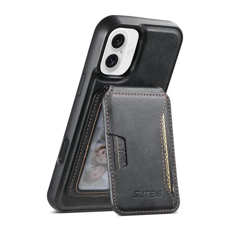 Suteni M3 Card Bag MagSafe Custodia per telefono in pelle di mucca, For iPhone 16 Pro, For iPhone 16 Plus, For iPhone 16, For iPhone 15 Pro Max, For iPhone 15 Pro, For iPhone 15 Plus, For iPhone 15, For iPhone 14 Plus