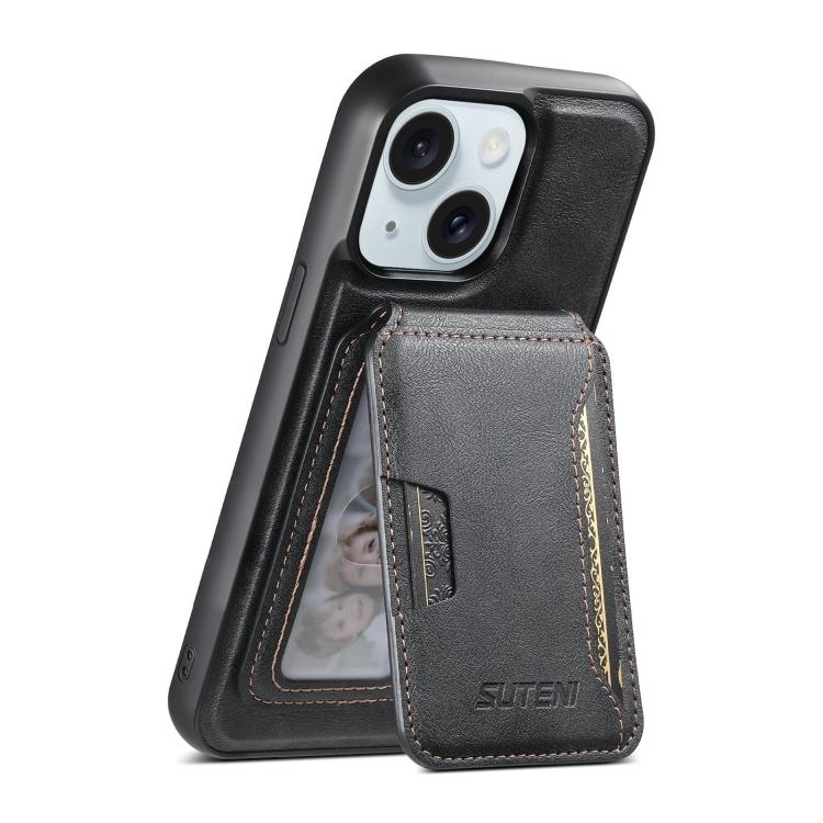 Suteni M3 Card Bag MagSafe Custodia per telefono in pelle di mucca, For iPhone 16 Pro, For iPhone 16 Plus, For iPhone 16, For iPhone 15 Pro Max, For iPhone 15 Pro, For iPhone 15 Plus, For iPhone 15, For iPhone 14 Plus