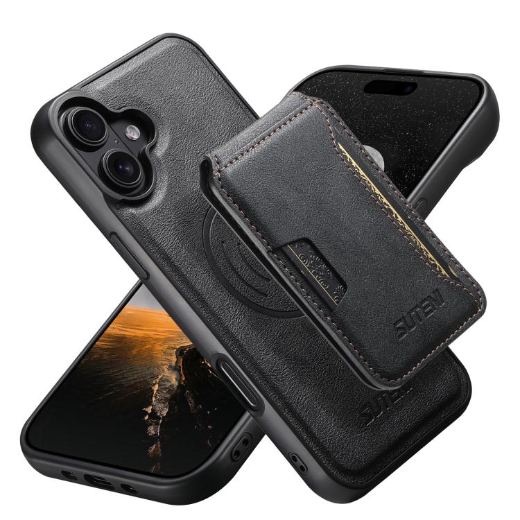 Suteni M3 Card Bag MagSafe Custodia per telefono in pelle di mucca, For iPhone 18, For iPhone 18 Pro, For iPhone 18 Pro Max, For iPhone 17 Pro Max, For iPhone 17 Pro, For iPhone 17, For iPhone Air, For iPhone 16 Pro Max