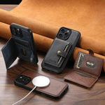 Suteni M4 Borsa per carte magnetiche MagSafe Custodia in pelle per telefono, For iPhone 13 Pro Max, For iPhone 13 Pro, For iPhone 13, For iPhone 12, For iPhone 12 Pro Max, For iPhone 12 Pro