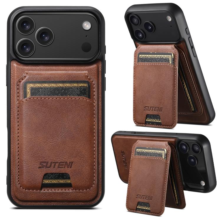 Suteni M5 Custodia per carte magnetiche MagSafe in pelle per telefono, For iPhone 18, For iPhone 18 Pro, For iPhone 18 Pro Max, For iPhone 17 Pro Max, For iPhone 17 Pro, For iPhone 17, For iPhone Air, For iPhone 16 Pro Max