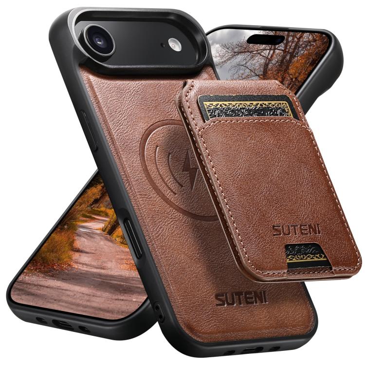 Suteni M5 Custodia per carte magnetiche MagSafe in pelle per telefono, For iPhone 18, For iPhone 18 Pro, For iPhone 18 Pro Max, For iPhone 17 Pro Max, For iPhone 17 Pro, For iPhone 17, For iPhone Air, For iPhone 16 Pro Max