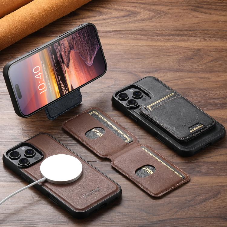 Suteni M5 Custodia per carte magnetiche MagSafe in pelle per telefono, For iPhone 18, For iPhone 18 Pro, For iPhone 18 Pro Max, For iPhone 17 Pro Max, For iPhone 17 Pro, For iPhone 17, For iPhone Air, For iPhone 16 Pro Max