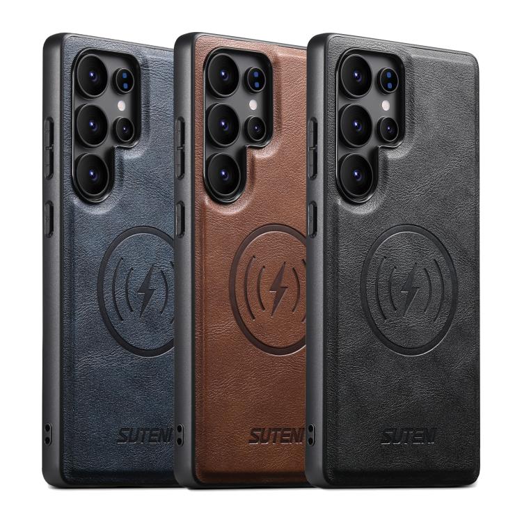 Custodia magnetica per telefono in pelle di mucca Suteni G5, For Samsung Galaxy S26 Ultra 5G, For Samsung Galaxy S25 Ultra 5G, For Samsung Galaxy S24 Ultra 5G, For Samsung Galaxy S23 Ultra 5G, For Samsung Galaxy S22 Ultra 5G