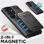 Suteni M5 Custodia per carte magnetiche MagSafe in pelle per telefono, For Samsung Galaxy S26 Ultra 5G, For Samsung Galaxy S25 Ultra 5G, For Samsung Galaxy S24 Ultra 5G, For Samsung Galaxy S23 Ultra 5G, For Samsung Galaxy S22 Ultra 5G
