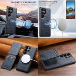 Suteni M5 Custodia per carte magnetiche MagSafe in pelle per telefono, For Samsung Galaxy S26 Ultra 5G, For Samsung Galaxy S25 Ultra 5G, For Samsung Galaxy S24 Ultra 5G, For Samsung Galaxy S23 Ultra 5G, For Samsung Galaxy S22 Ultra 5G