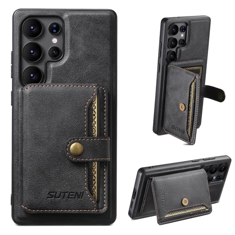 Suteni M4 Borsa per carte magnetiche MagSafe Custodia in pelle per telefono, For Samsung Galaxy S26 Ultra 5G, For Samsung Galaxy S25 Ultra 5G, For Samsung Galaxy S24 Ultra 5G, For Samsung Galaxy S23 Ultra 5G, For Samsung Galaxy S22 Ultra 5G