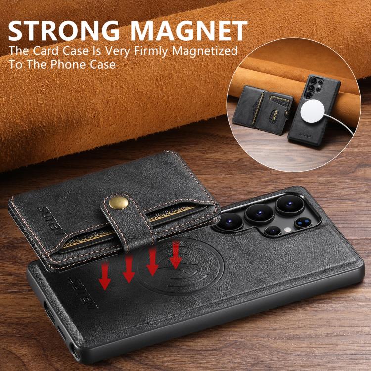 Suteni M4 Borsa per carte magnetiche MagSafe Custodia in pelle per telefono, For Samsung Galaxy S26 Ultra 5G, For Samsung Galaxy S25 Ultra 5G, For Samsung Galaxy S24 Ultra 5G, For Samsung Galaxy S23 Ultra 5G, For Samsung Galaxy S22 Ultra 5G