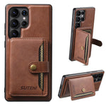 Suteni M4 Borsa per carte magnetiche MagSafe Custodia in pelle per telefono, For Samsung Galaxy S26 Ultra 5G, For Samsung Galaxy S25 Ultra 5G, For Samsung Galaxy S24 Ultra 5G, For Samsung Galaxy S23 Ultra 5G, For Samsung Galaxy S22 Ultra 5G