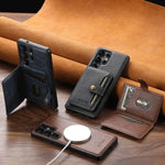 Suteni M4 Borsa per carte magnetiche MagSafe Custodia in pelle per telefono, For Samsung Galaxy S26 Ultra 5G, For Samsung Galaxy S25 Ultra 5G, For Samsung Galaxy S24 Ultra 5G, For Samsung Galaxy S23 Ultra 5G, For Samsung Galaxy S22 Ultra 5G