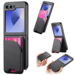 Custodia per telefono con retro magnetico in pelle e tessuto twill, For Galaxy Z Flip8 5G, For Galaxy Z Flip7 5G, For Galaxy Z Flip6