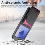 Custodia per telefono con retro magnetico in pelle e tessuto twill, For Galaxy Z Flip5, For Galaxy Z Flip4, For Galaxy Z Flip3 5G
