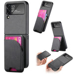 Custodia per telefono con retro magnetico in pelle e tessuto twill, For Galaxy Z Flip5, For Galaxy Z Flip4, For Galaxy Z Flip3 5G
