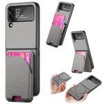 Custodia per telefono con retro magnetico in pelle e tessuto twill, For Galaxy Z Flip5, For Galaxy Z Flip4, For Galaxy Z Flip3 5G