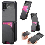 Custodia per telefono con retro magnetico in pelle e tessuto twill, For Galaxy Z Flip5, For Galaxy Z Flip4, For Galaxy Z Flip3 5G