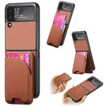 Custodia per telefono con retro magnetico in pelle e tessuto twill, For Galaxy Z Flip5, For Galaxy Z Flip4, For Galaxy Z Flip3 5G