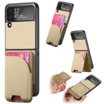 Custodia per telefono con retro magnetico in pelle e tessuto twill, For Galaxy Z Flip5, For Galaxy Z Flip4, For Galaxy Z Flip3 5G
