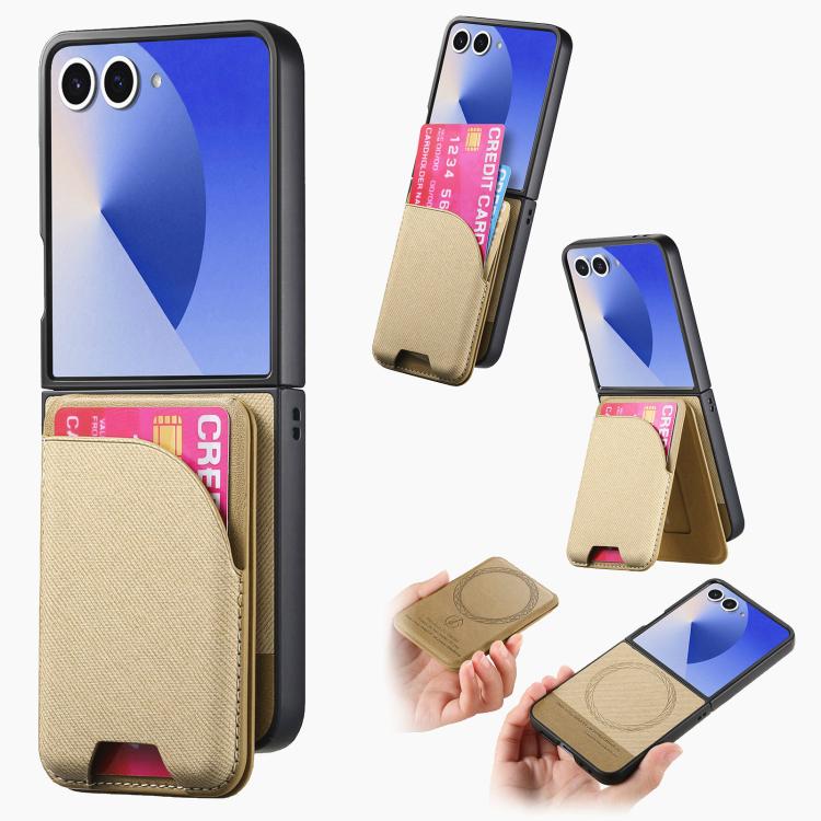 Custodia per telefono con retro magnetico in pelle e tessuto twill, For Galaxy Z Flip8 5G, For Galaxy Z Flip7 5G, For Galaxy Z Flip6