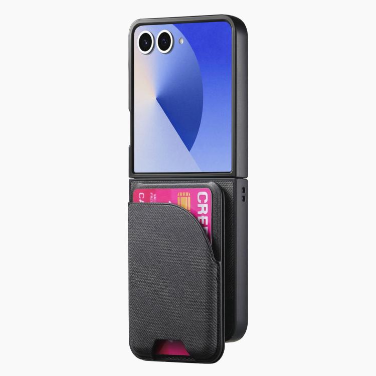 Custodia per telefono con retro magnetico in pelle e tessuto twill, For Galaxy Z Flip8 5G, For Galaxy Z Flip7 5G, For Galaxy Z Flip6