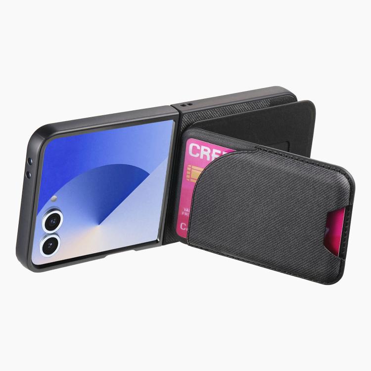 Custodia per telefono con retro magnetico in pelle e tessuto twill, For Galaxy Z Flip8 5G, For Galaxy Z Flip7 5G, For Galaxy Z Flip6