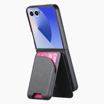Custodia per telefono con retro magnetico in pelle e tessuto twill, For Galaxy Z Flip8 5G, For Galaxy Z Flip7 5G, For Galaxy Z Flip6