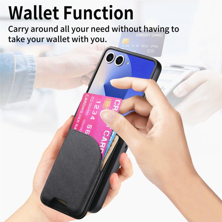 Custodia per telefono con retro magnetico in pelle e tessuto twill, For Galaxy Z Flip8 5G, For Galaxy Z Flip7 5G, For Galaxy Z Flip6