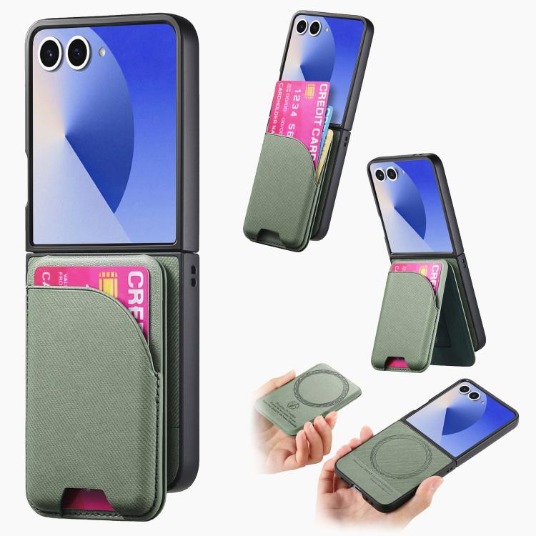 Custodia per telefono con retro magnetico in pelle e tessuto twill, For Galaxy Z Flip8 5G, For Galaxy Z Flip7 5G, For Galaxy Z Flip6