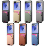 Custodia per telefono con retro magnetico in pelle e tessuto twill, For Galaxy Z Flip8 5G, For Galaxy Z Flip7 5G, For Galaxy Z Flip6
