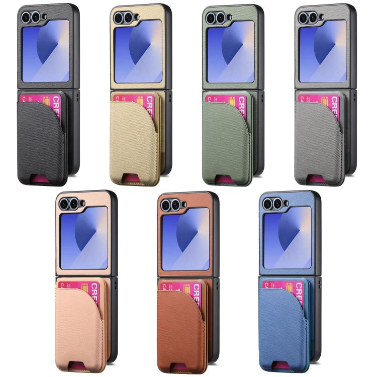 Custodia per telefono con retro magnetico in pelle e tessuto twill, For Galaxy Z Flip8 5G, For Galaxy Z Flip7 5G, For Galaxy Z Flip6