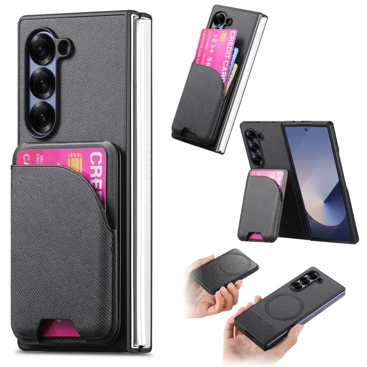 Custodia per telefono con retro magnetico in pelle e tessuto twill, For Galaxy Z Fold8 Ultra 5G, For Galaxy Z Fold7 5G, For Galaxy Z Fold6