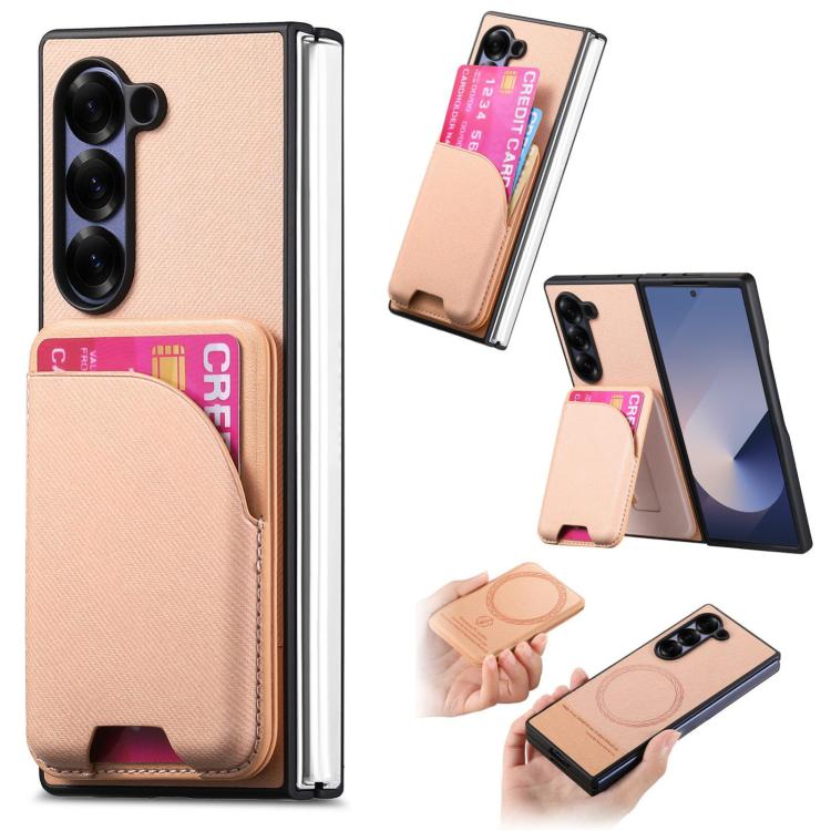 Custodia per telefono con retro magnetico in pelle e tessuto twill, For Galaxy Z Fold8 Ultra 5G, For Galaxy Z Fold7 5G, For Galaxy Z Fold6