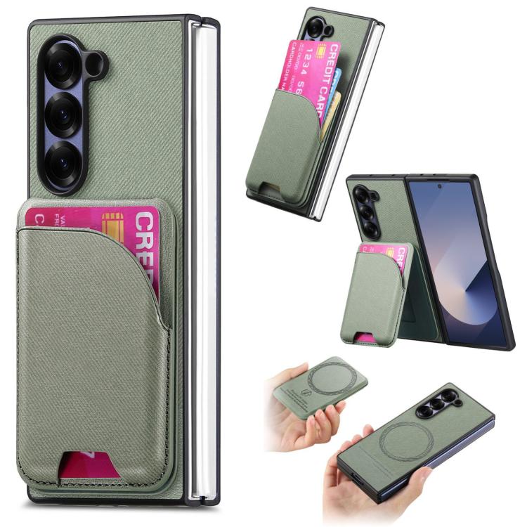 Custodia per telefono con retro magnetico in pelle e tessuto twill, For Galaxy Z Fold8 Ultra 5G, For Galaxy Z Fold7 5G, For Galaxy Z Fold6