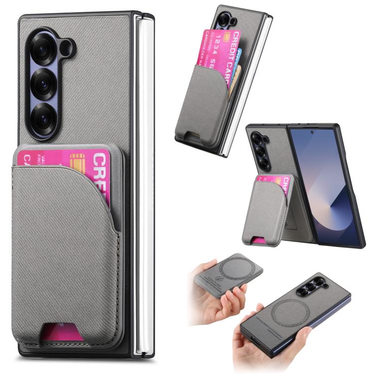 Custodia per telefono con retro magnetico in pelle e tessuto twill, For Galaxy Z Fold8 Ultra 5G, For Galaxy Z Fold7 5G, For Galaxy Z Fold6
