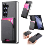 Custodia per telefono con retro magnetico in pelle e tessuto twill, For Galaxy Z Fold5, For Galaxy Z Fold4, For Galaxy Z Fold3 5G