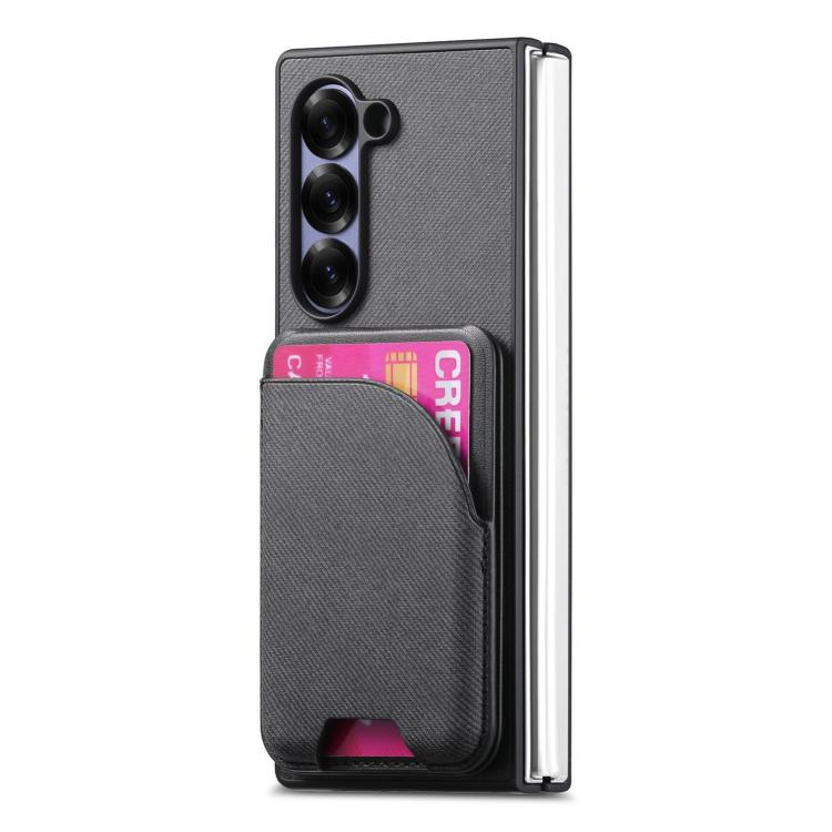 Custodia per telefono con retro magnetico in pelle e tessuto twill, For Galaxy Z Fold5, For Galaxy Z Fold4, For Galaxy Z Fold3 5G