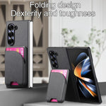 Custodia per telefono con retro magnetico in pelle e tessuto twill, For Galaxy Z Fold5, For Galaxy Z Fold4, For Galaxy Z Fold3 5G