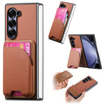 Custodia per telefono con retro magnetico in pelle e tessuto twill, For Galaxy Z Fold5, For Galaxy Z Fold4, For Galaxy Z Fold3 5G