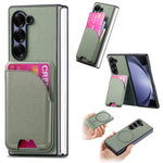 Custodia per telefono con retro magnetico in pelle e tessuto twill, For Galaxy Z Fold5, For Galaxy Z Fold4, For Galaxy Z Fold3 5G