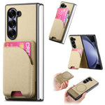 Custodia per telefono con retro magnetico in pelle e tessuto twill, For Galaxy Z Fold5, For Galaxy Z Fold4, For Galaxy Z Fold3 5G
