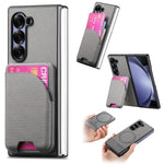 Custodia per telefono con retro magnetico in pelle e tessuto twill, For Galaxy Z Fold5, For Galaxy Z Fold4, For Galaxy Z Fold3 5G