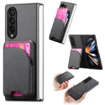 Custodia per telefono con retro magnetico in pelle e tessuto twill, For Galaxy Z Fold5, For Galaxy Z Fold4, For Galaxy Z Fold3 5G