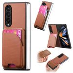 Custodia per telefono con retro magnetico in pelle e tessuto twill, For Galaxy Z Fold5, For Galaxy Z Fold4, For Galaxy Z Fold3 5G